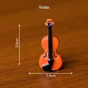 Orange violin miniature musical instruments prop for DIY book nook accessories and creative scenes