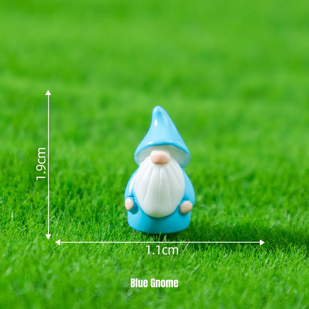 Tiny Blue Gnome miniature characters figurine with white beard for fantasy miniature scene