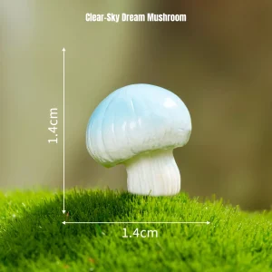 Light blue miniature mushrooms piece for fantasy miniature scene and fairy gardens