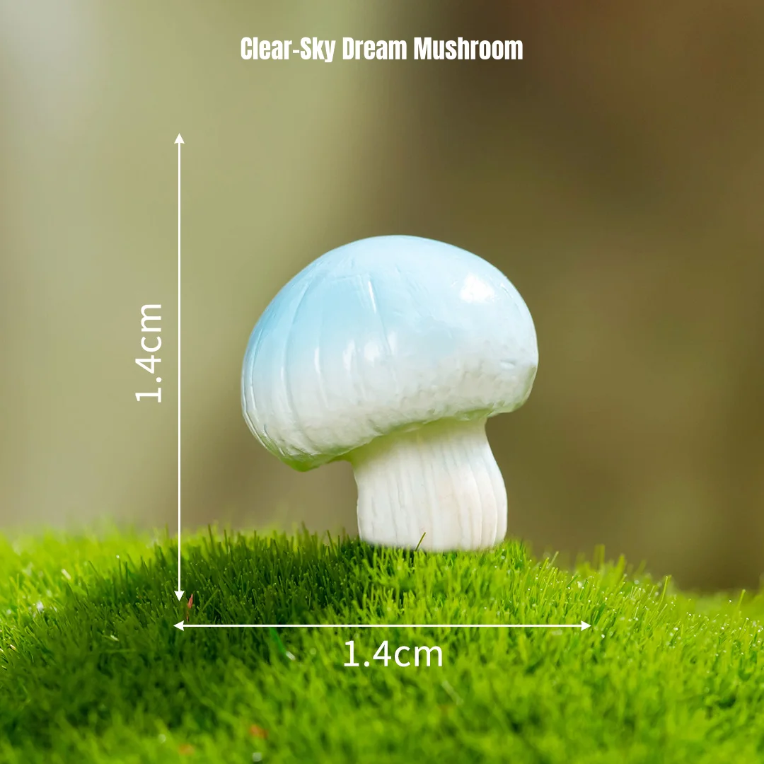 Light blue miniature mushrooms piece for fantasy miniature scene and fairy gardens