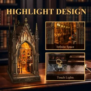 Aleph Library Book Nook featuring touch-sensitive lights and an infinite library mirror effect