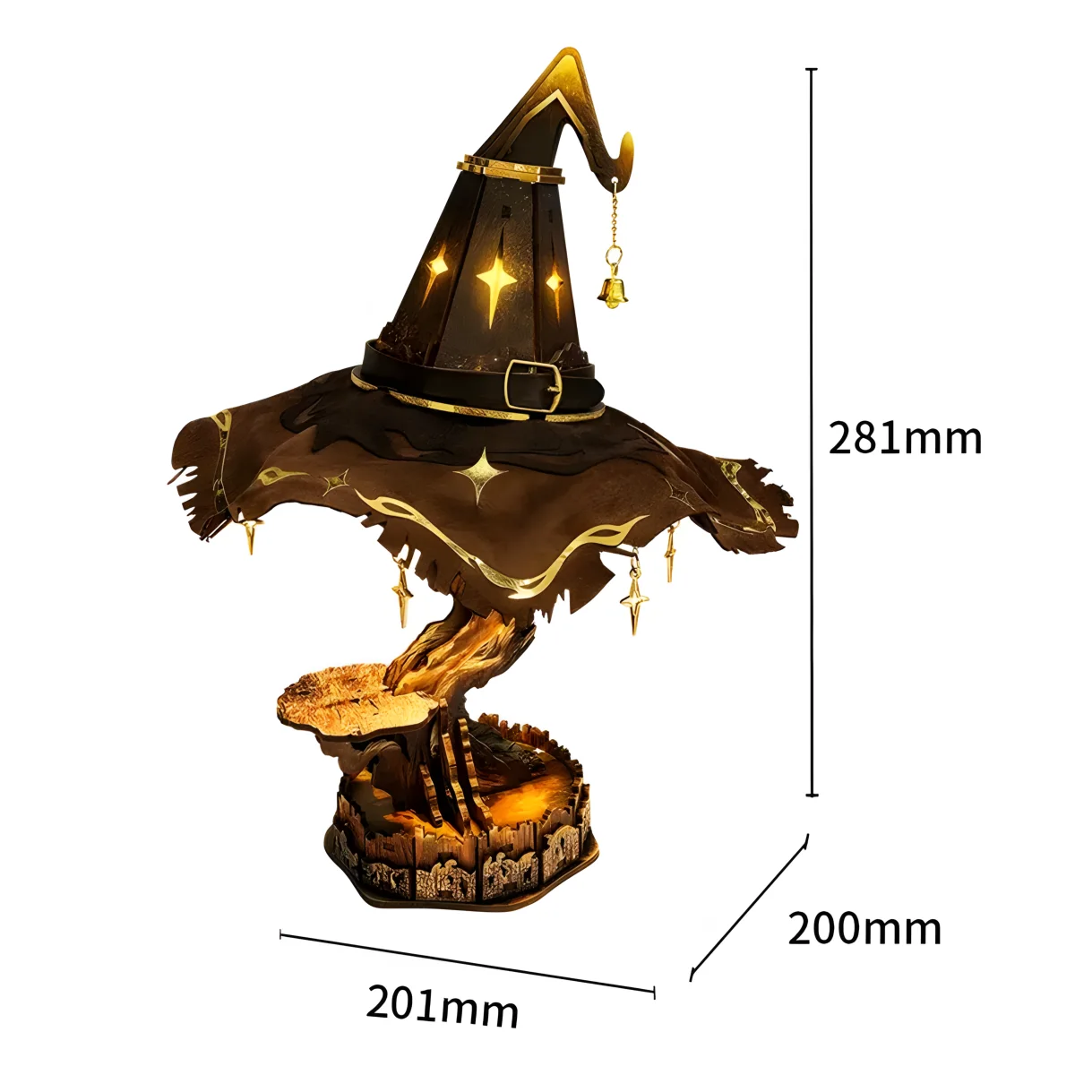 Brighten Glow 3D Wooden Puzzle dimensions displaying height and base size