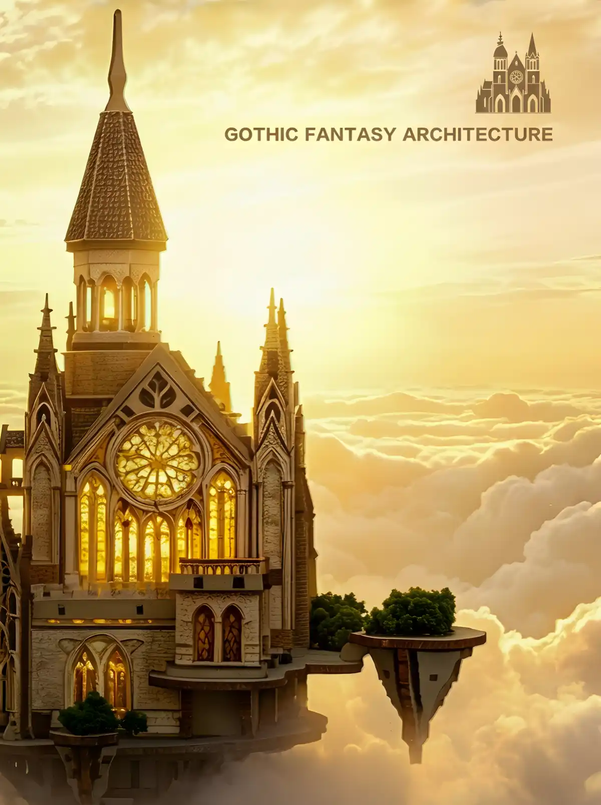 Glen Sky Citadel 3D wooden puzzle floating Gothic fantasy castle in glowing clouds