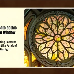 Intricate Gothic rose window pattern illuminated on Glen Sky Citadel 3D wooden model