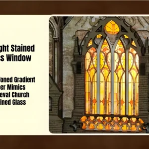 Glen Sky Citadel 3D wooden puzzle featuring warm gradient stained glass window details