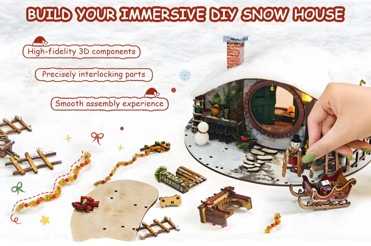 Magic Ring Snow House miniature house building experience with high-fidelity 3D interlocking parts